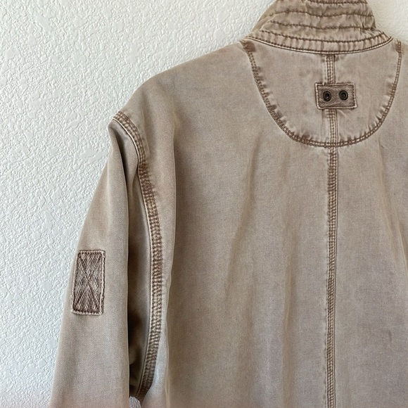 Converse All Star Tan Military Jacket Men’s M Streetwear Full Zip Canvas Coat - Picture 8 of 14